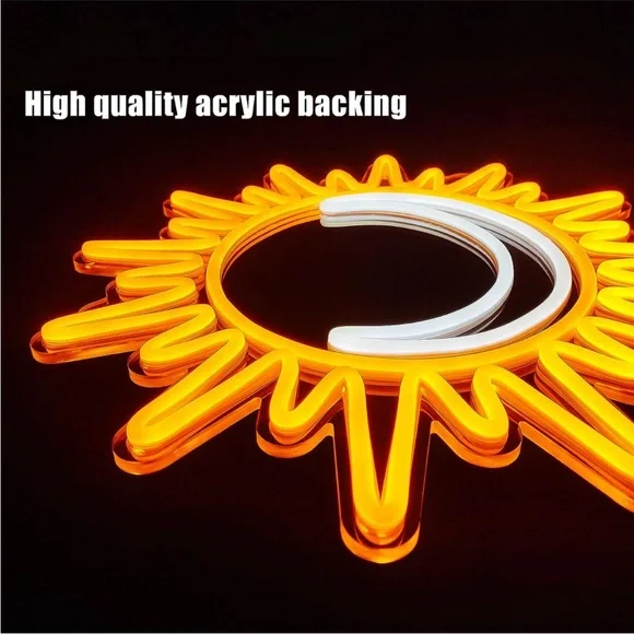 Neon Crescent Moon Sun Light LED Wall Dorm Party Patio Indoor Outdoor Decor - Picture 3 of 7